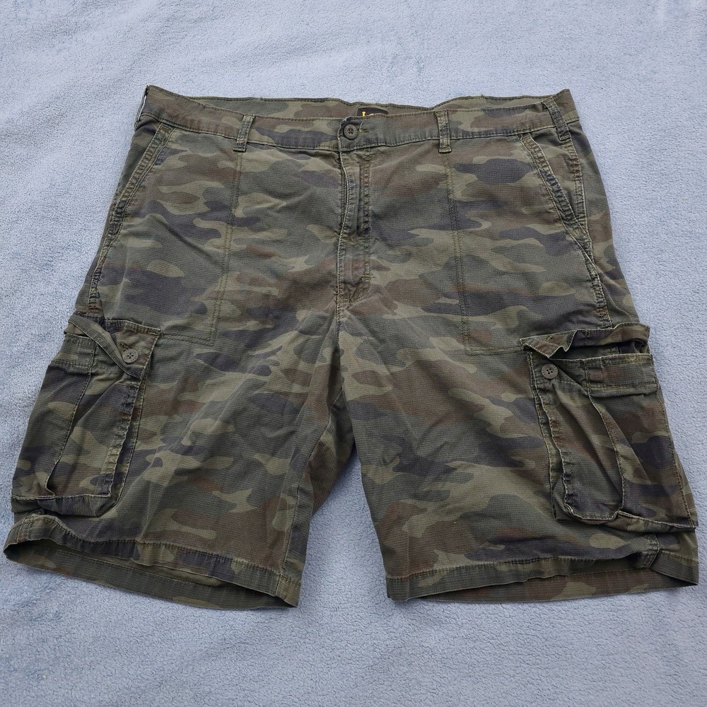 Lee Cargo Shorts Mens 42 Green Camo Ripstop Stretch Utility